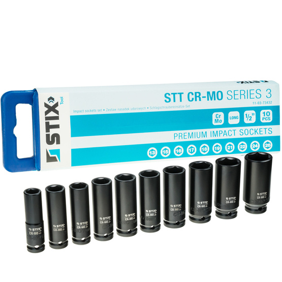 Zestaw nasadek 10szt. 1/2" (13/15/16/17/18/19/21/22/24/26) - STT CR-MO SERIES 3 - Stix Tool