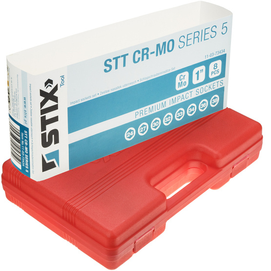 Zestaw nasadek 8 szt. 1" (24/27/30/32/33/34/36/38) - STT CR-MO SERIES 5 - Stix Tool