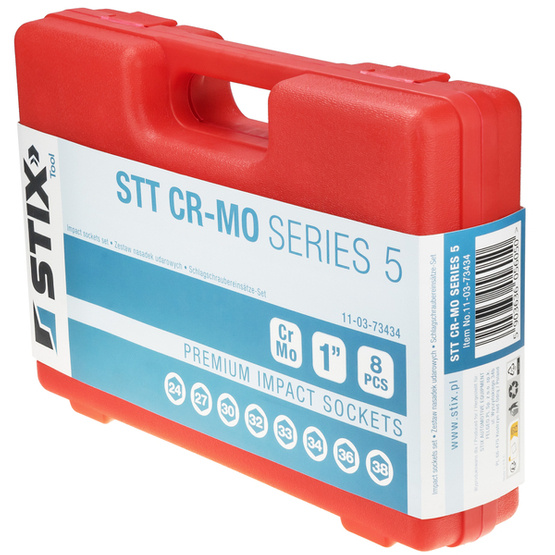 Zestaw nasadek 8 szt. 1" (24/27/30/32/33/34/36/38) - STT CR-MO SERIES 5 - Stix Tool