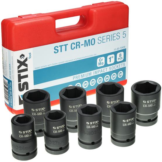 Zestaw nasadek 8 szt. 1" (24/27/30/32/33/34/36/38) - STT CR-MO SERIES 5 - Stix Tool